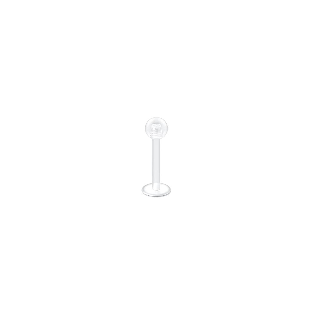 Labret Acrílico Flexible Transparente con Esfera