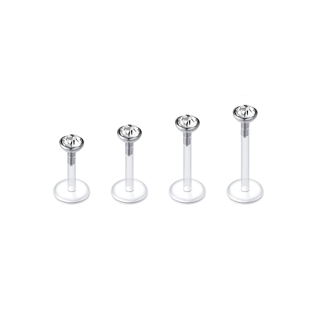 Labret acrílico flexible transparente con brillo