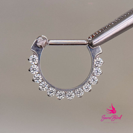 Argola em Titânio com 12 Pedras em Zirconia Cúbica