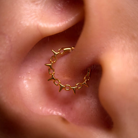 Argola em Titânio com Correntes e Picos