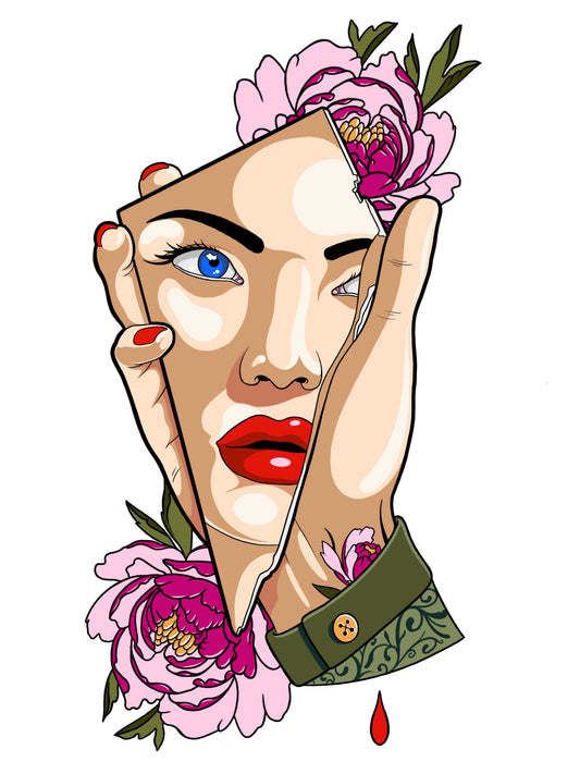 Pedro Rodrigues - Mulher com Espelho - Desenho pronto para tatuar