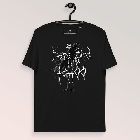 T-Shirt Preta com Logo Estilo Banda de Metal 🤘T-Shirt de Algodão Orgânico Unissex