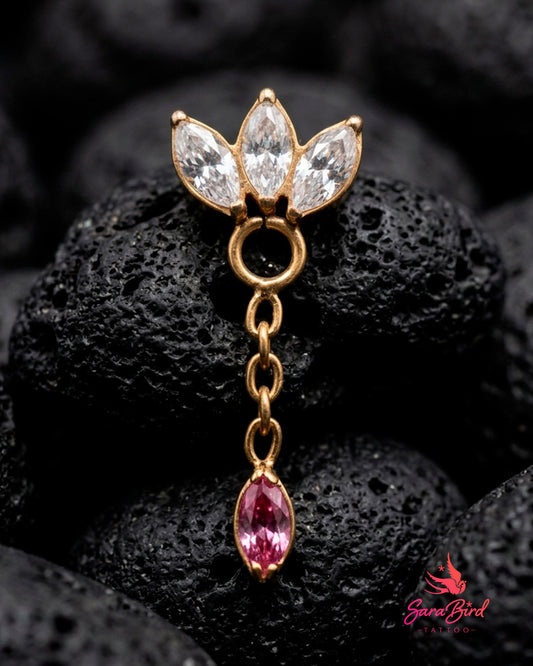 Topo Tiara com Pingente em Titânio PVD Gold