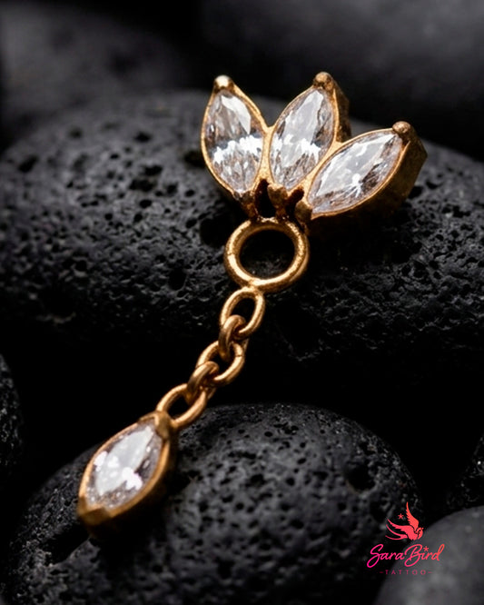 Topo Tiara com Pingente em Titânio PVD Gold