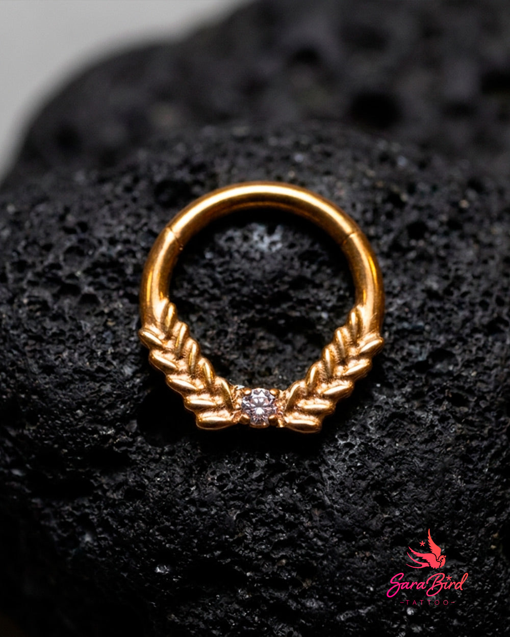 Argola Clicker Grécia com Zircónia em Titânio PVD Gold