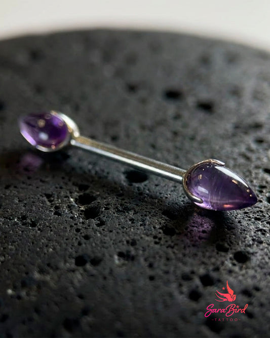 Barbell Amethyst Drop em Titânio para Mamilo, Bridge e Industrial
