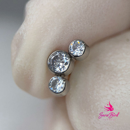 Titanium Top with Lunar Design and Sparkling Zirconias for Piercings: An Exceptional Jewelry for a Sophisticated Style