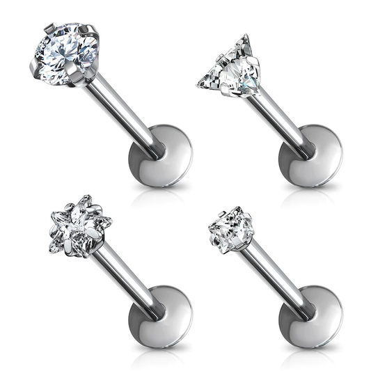 Titanium labret with different stone models