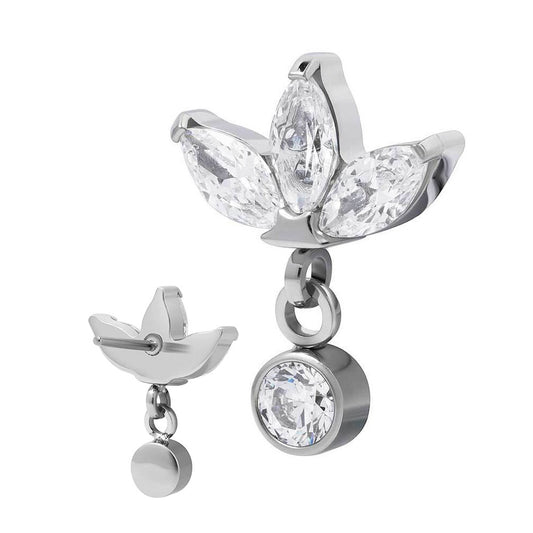 Pendant Leaf Cluster - Top of Clustered Leaves in Titanium - Implant Grade