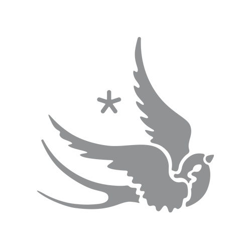 pássaro da logo. O pássaro está a decolar e possui uma estrela entreas suas asas.