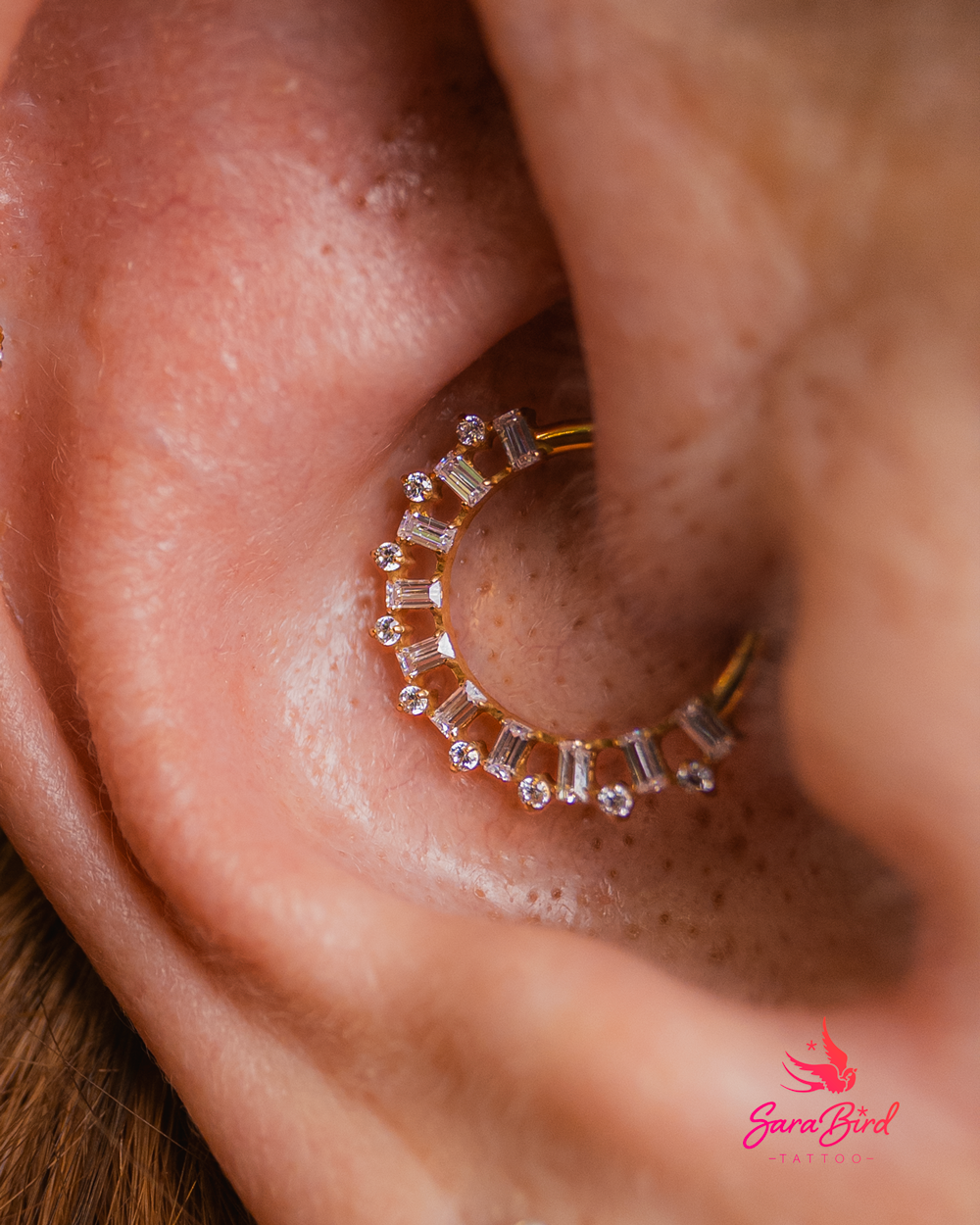 Ear Piercing With Titanium Jewelry - Multiple Zones