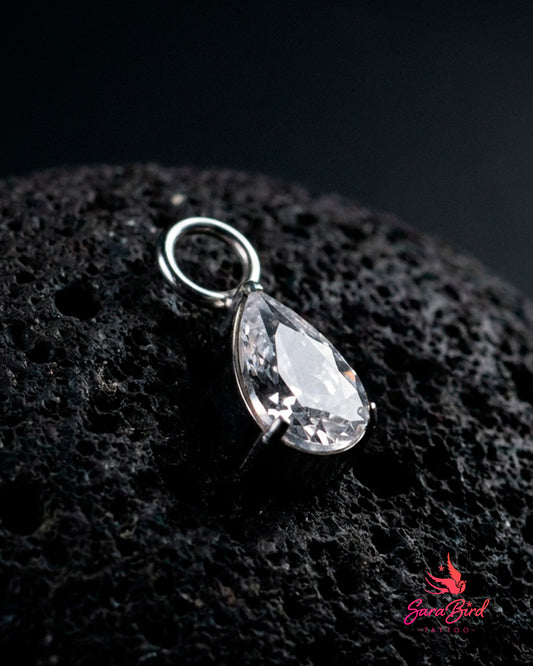 Pingente Gota em Titânio com Zircónia Cristal