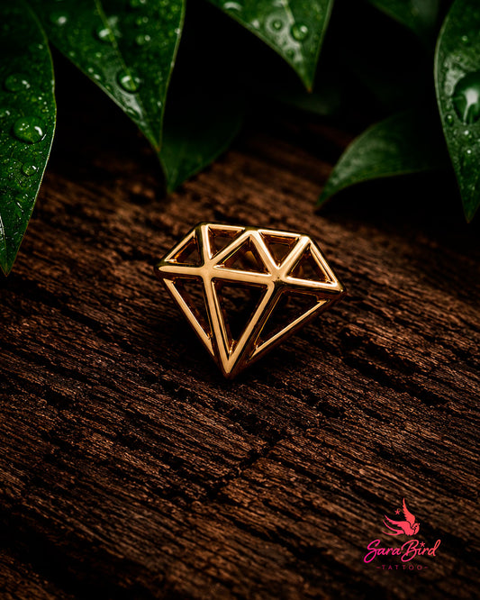 Diamante Vazado em Ouro 14k