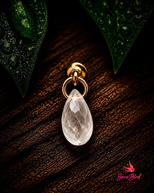 Cristal Gota em Ouro 14k
