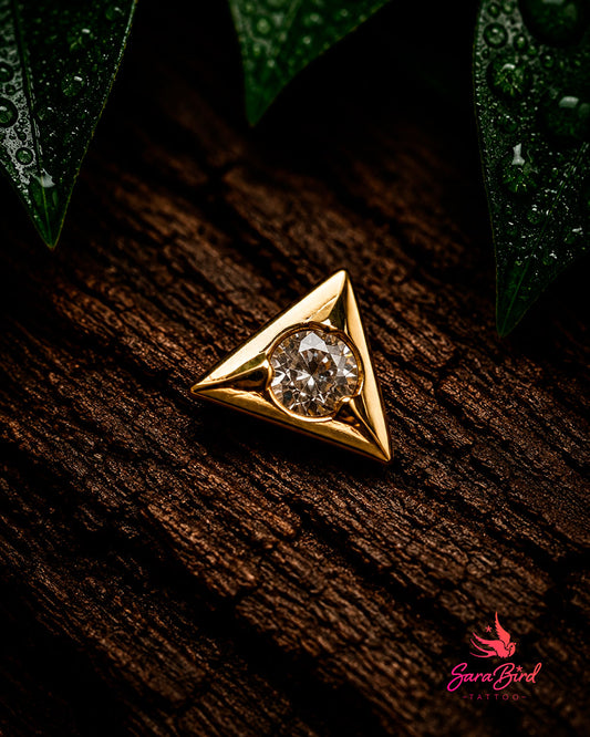 Triângulo com Zircónia em Ouro 14k