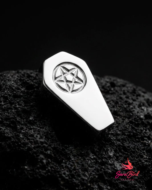 Coffin Pentagram | Topo em Titânio Gravado