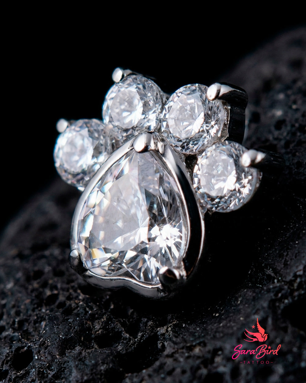 Paw Print | Topo em Titânio com Zircónias