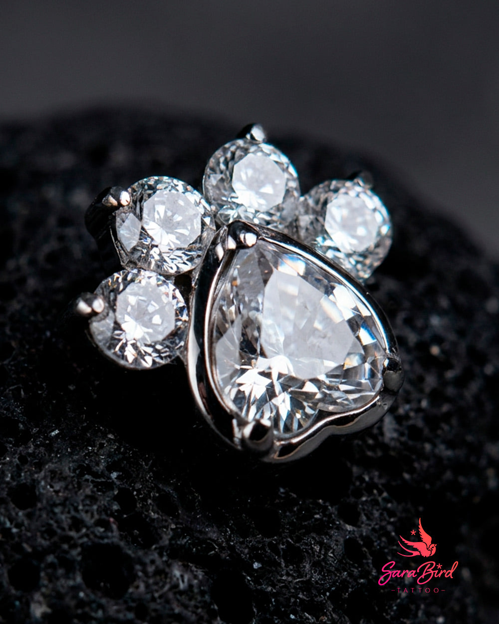 Paw Print | Topo em Titânio com Zircónias