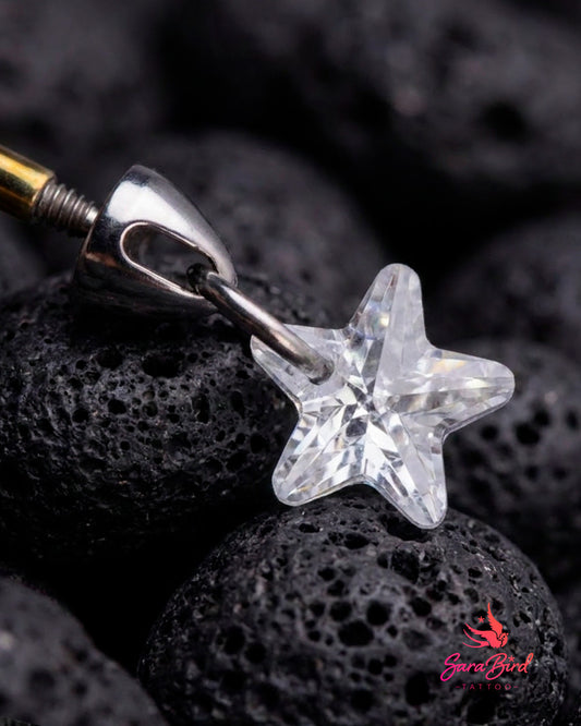 Topo Pingente Estrela em Titânio com Zircónia Cristal