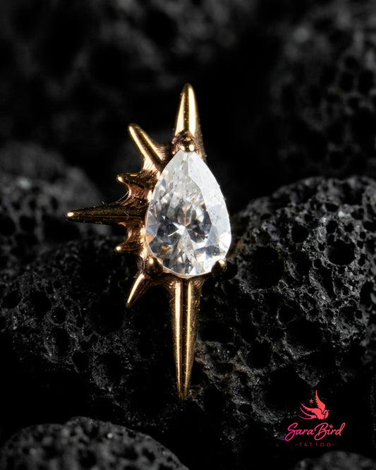 Topo Aurexis em Titânio PVD Gold com Zircónia Gota