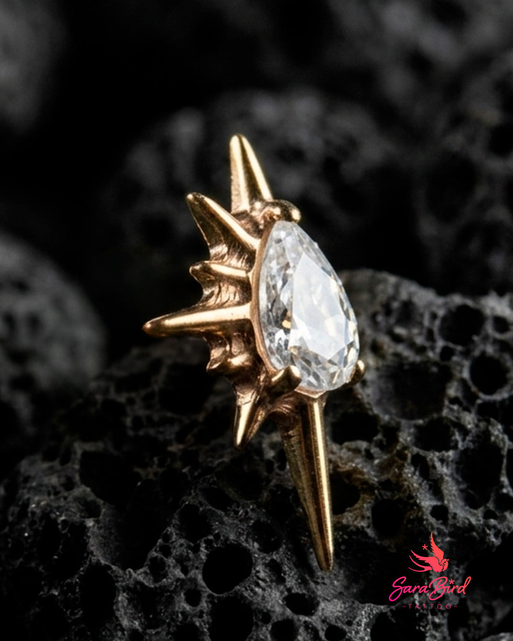 Topo Aurexis em Titânio PVD Gold com Zircónia Gota