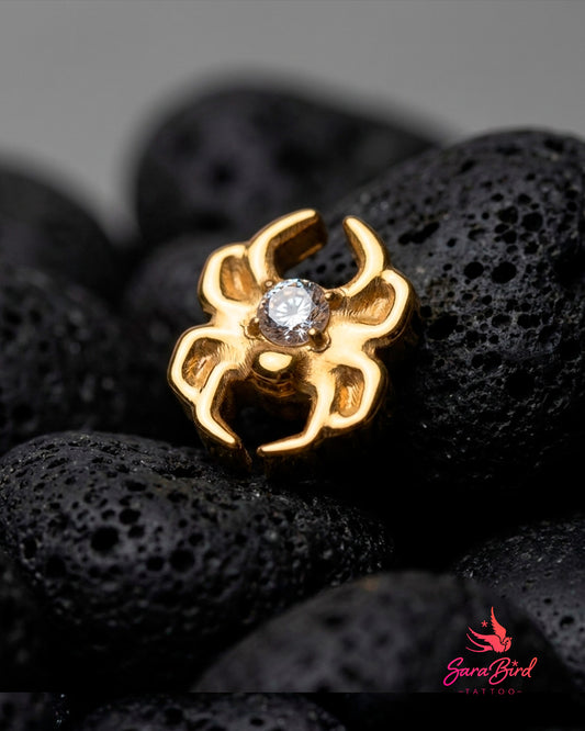 Topo Aranha Noctis CZ em Titânio PVD Gold