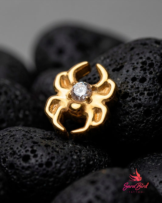 Topo Aranha Noctis CZ em Titânio PVD Gold