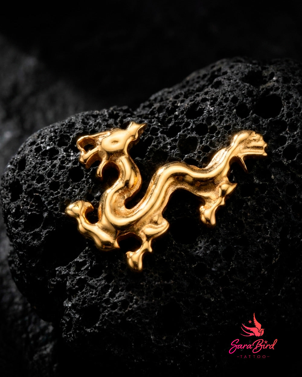 Topo Dragão Imperial em Titânio PVD Gold
