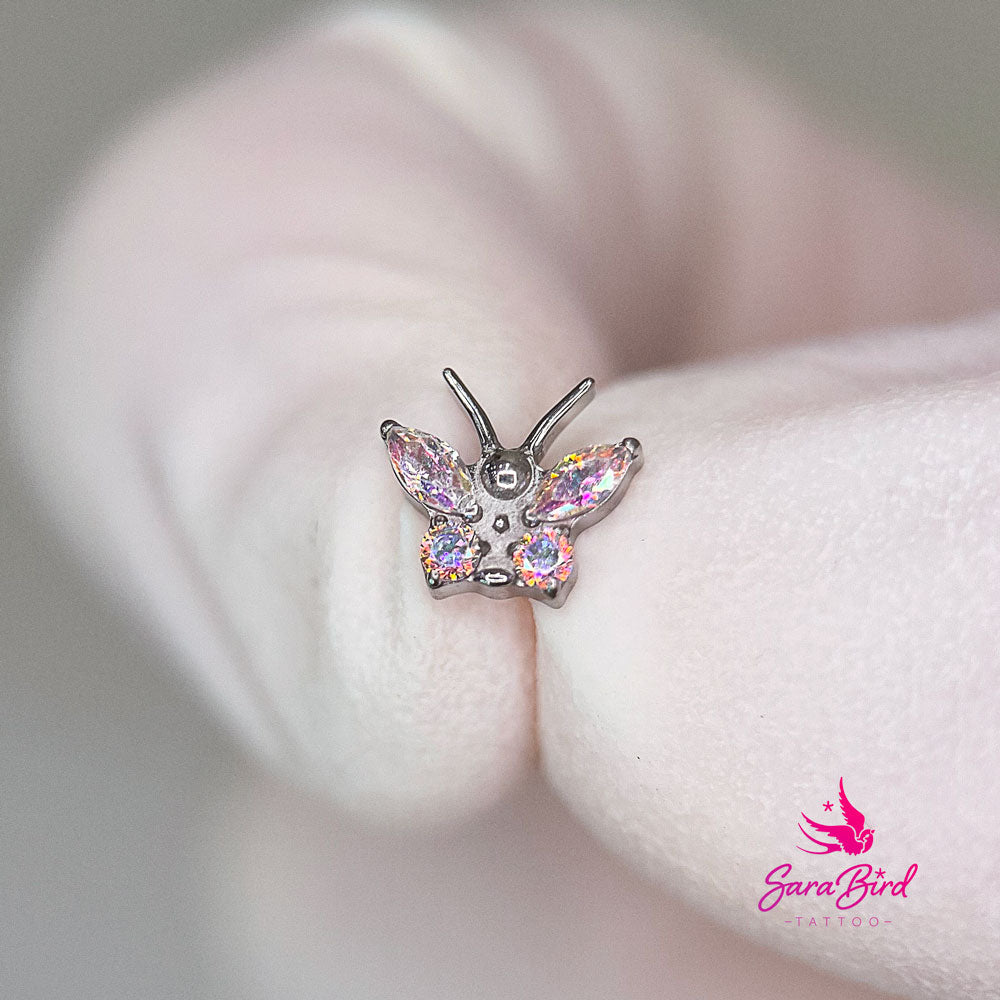 Tapa de Titanio con Mariposa Adornada con Piedras AB - Aurora Boreal