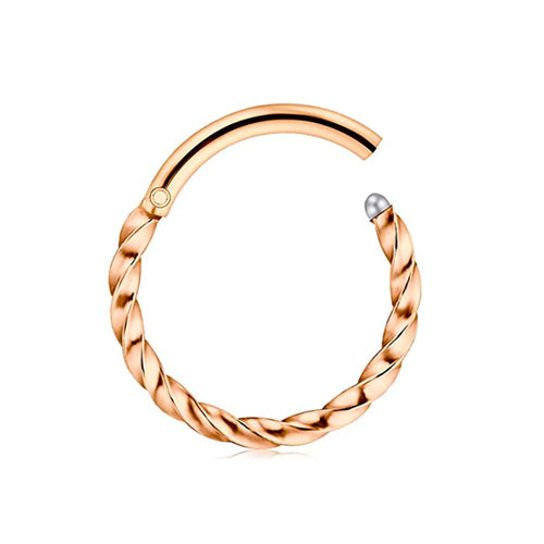 Piercing Ring with twisted year in Rose Gold and clicker clasp