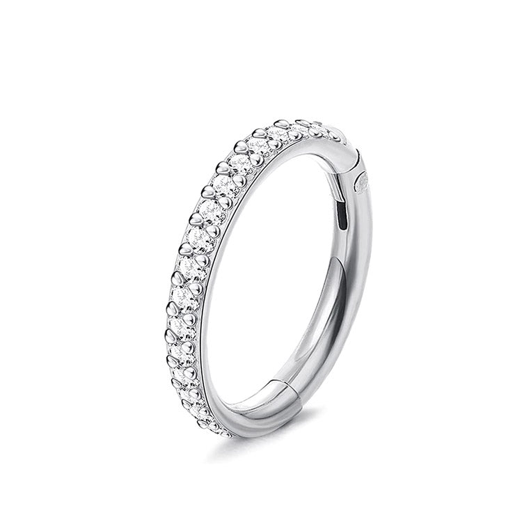 Ring with Diamonds in Zirconia in Surgical Steel 316L