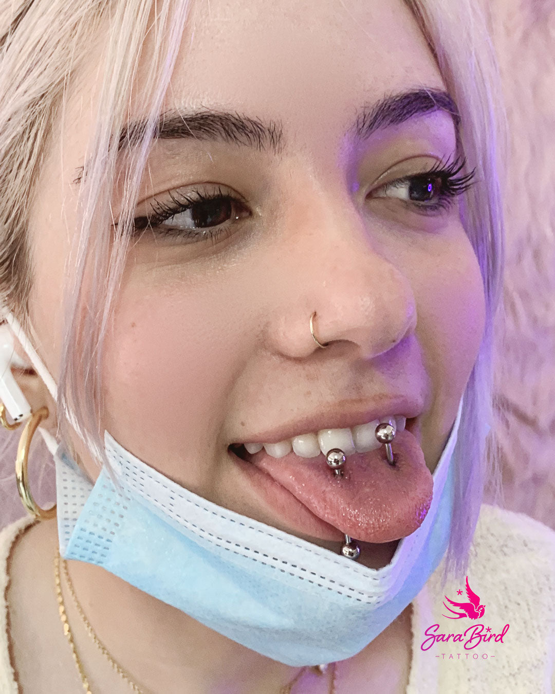 Piecing Lips and Tongue With Titanium Jewel + Anesthetic