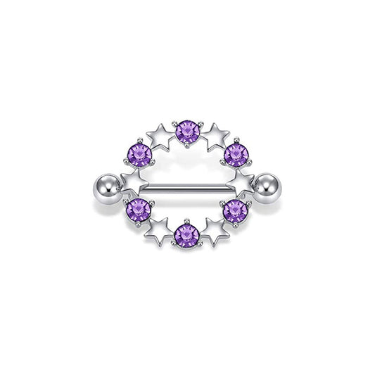 Joyas para pezones con detalles en forma de estrellas y piedras brillantes