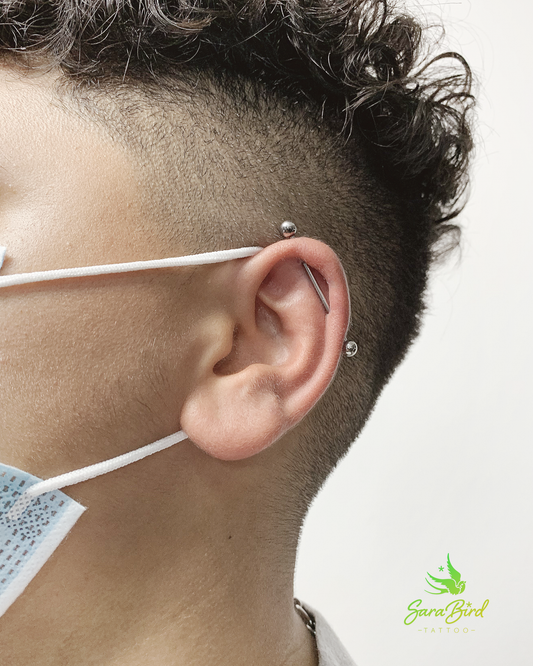 Piercing Orelha Com Joia em Titânio - Várias zonas