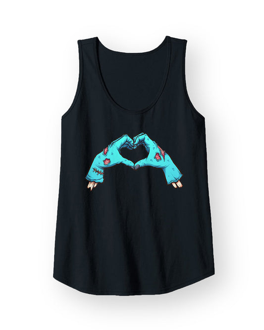 T-shirt Mãos Zumbis a Formar um Coração, Sem-Manga na cor Preta