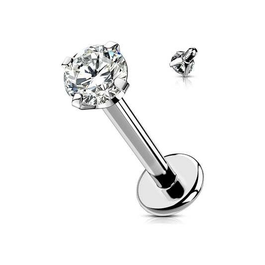 Titanium Labret With Round Crystal and Internal Thread