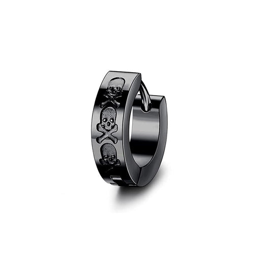 Argola Com detalhes com Caveiras - Preto e Prateada