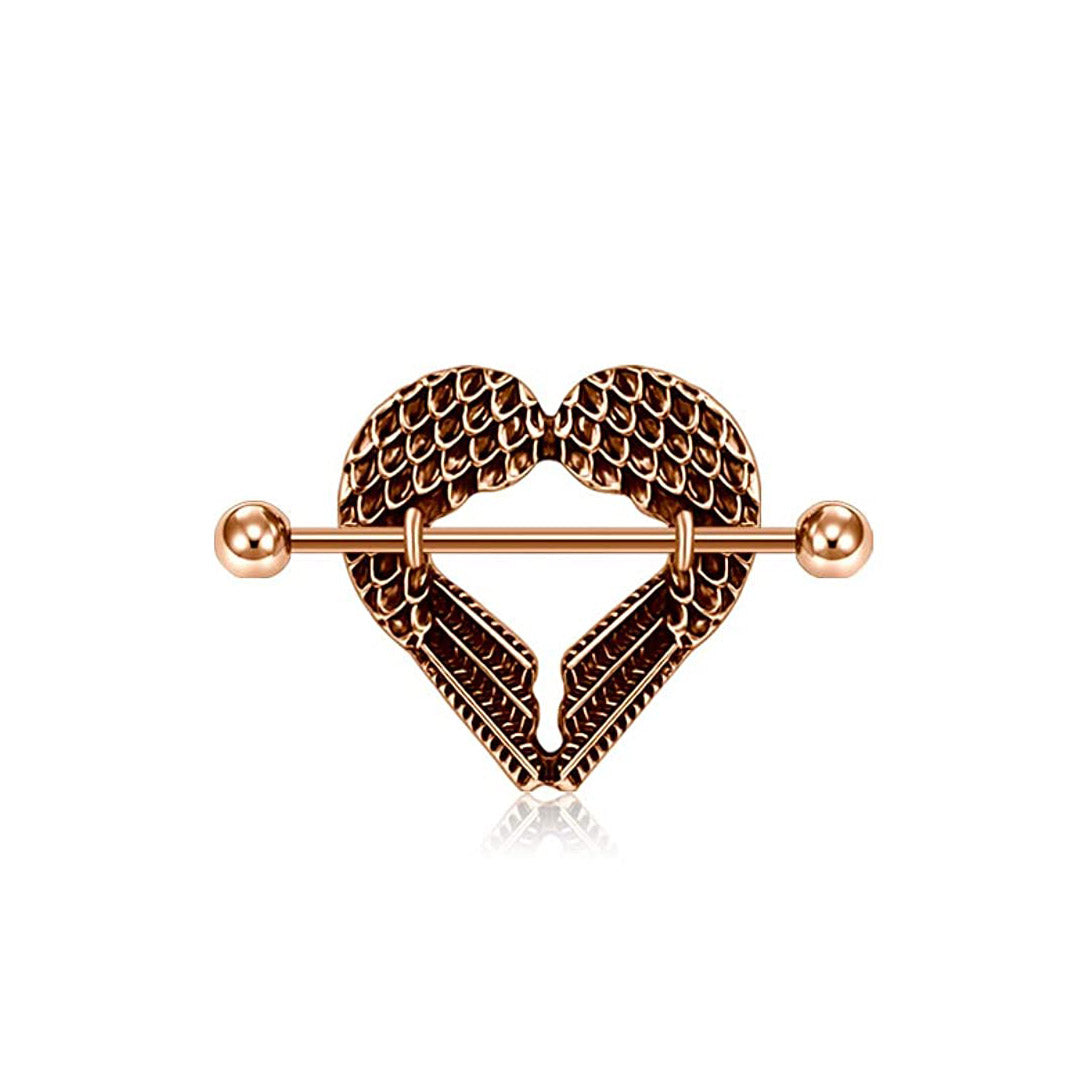 Joyas para pezones doradas en forma de alas