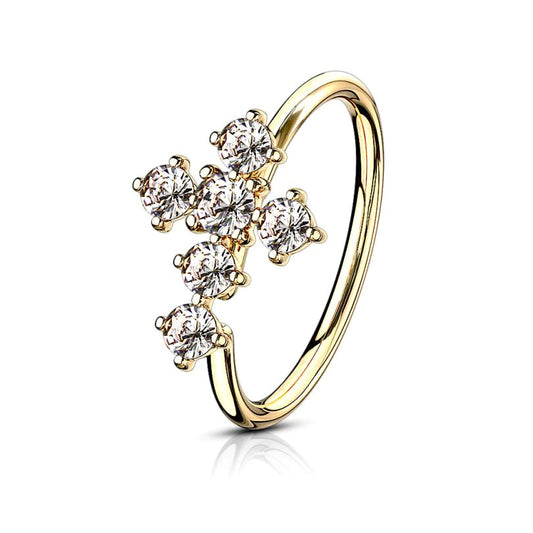 Ring with Cross and Incorporated Stones