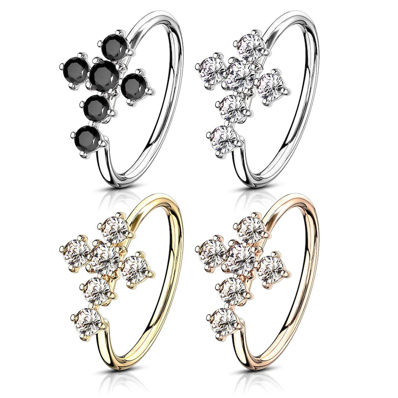 Anillo con Cruz y Piedras Incorporadas