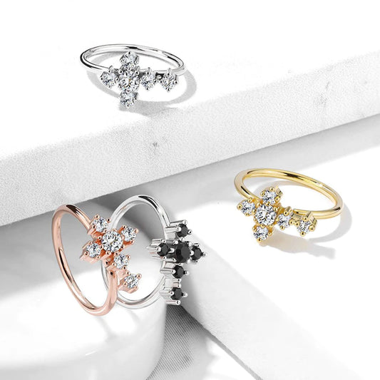 Ring with Cross and Incorporated Stones