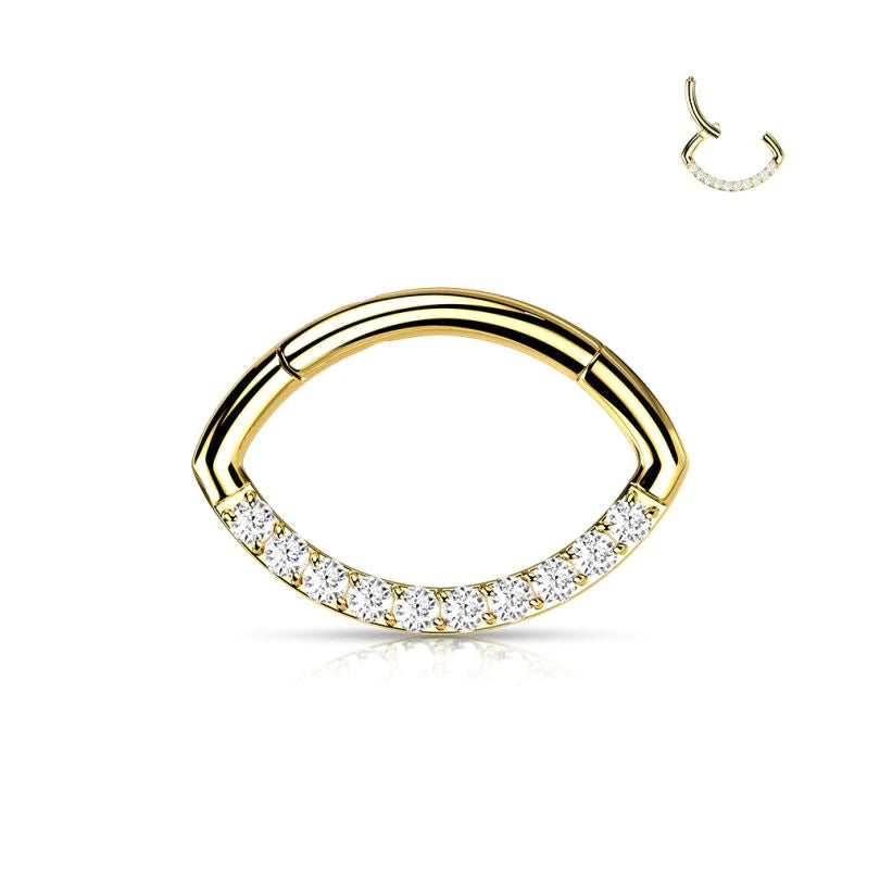 Anillo Ovalado de Titanio Articulado con Hilera de Piedras