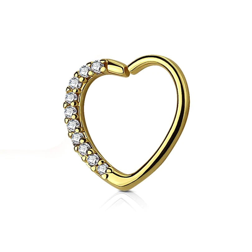 Aro en forma de corazón con hilera de piedras