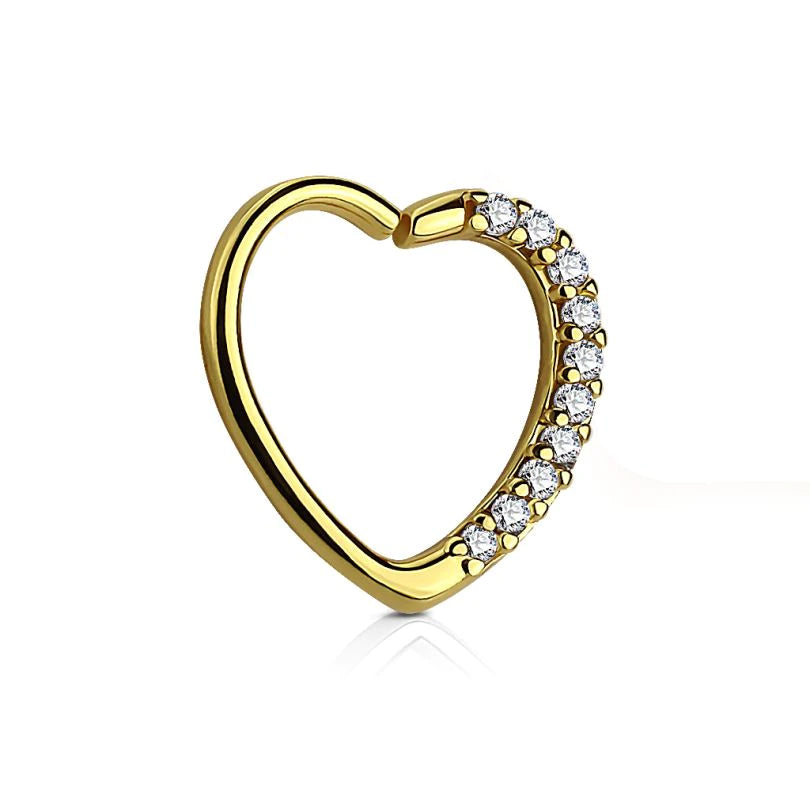 Aro en forma de corazón con hilera de piedras