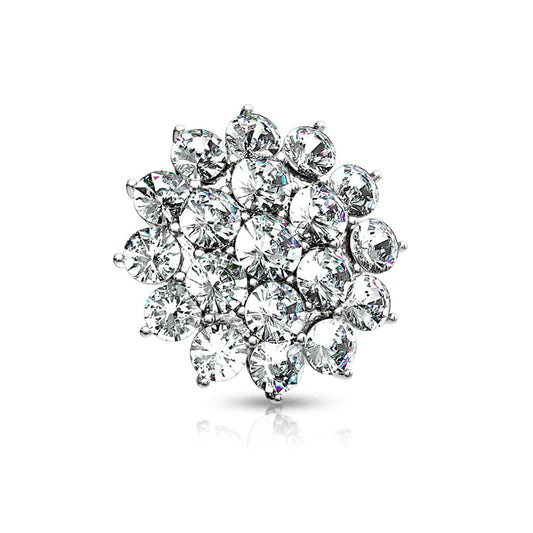 Microdermal floral de ouro 14 quilates com múltiplas pedras