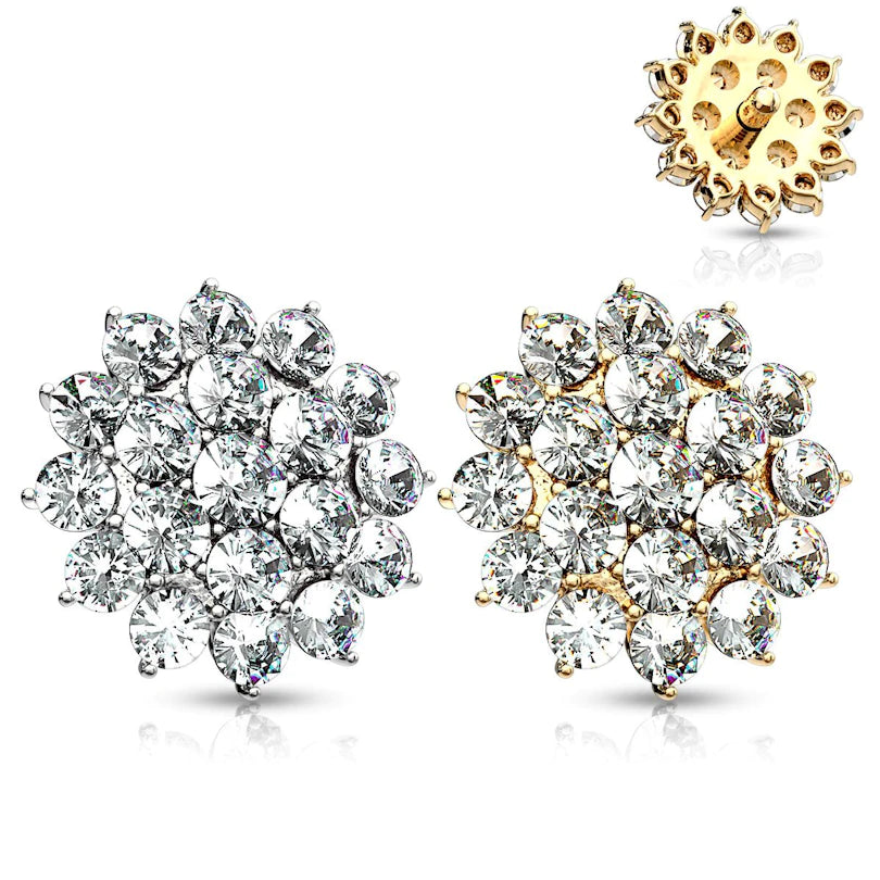 14K Gold Multi-Stone Floral Microdermal