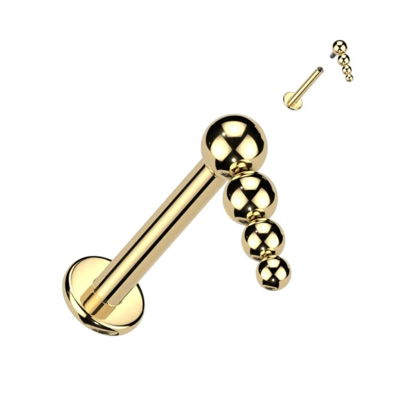 Titanium Labret With Beads and Internal Thread