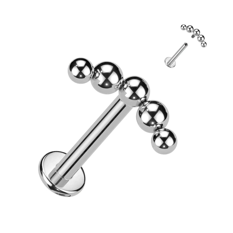 Titanium labret with beads on top