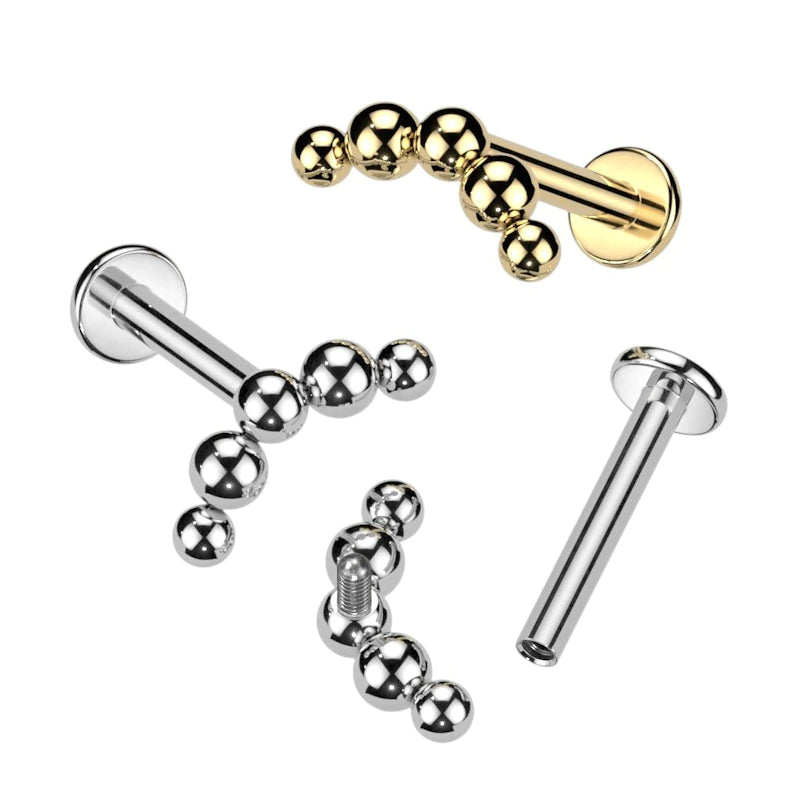 Titanium labret with beads on top