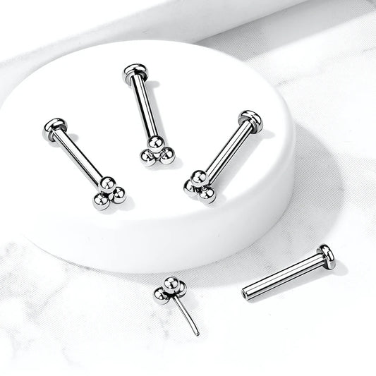 Labret em Titânio com Bolas em forma de Triângulo